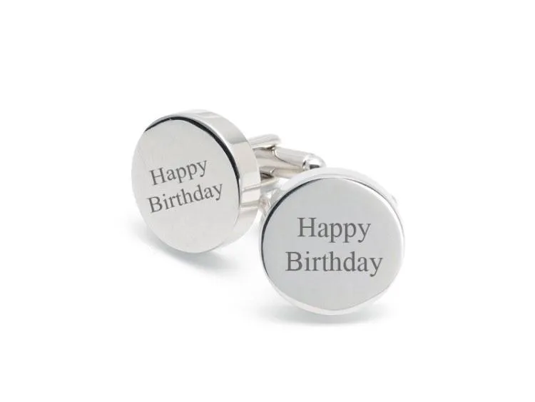 Personalised Round Engravable Silver Cufflinks