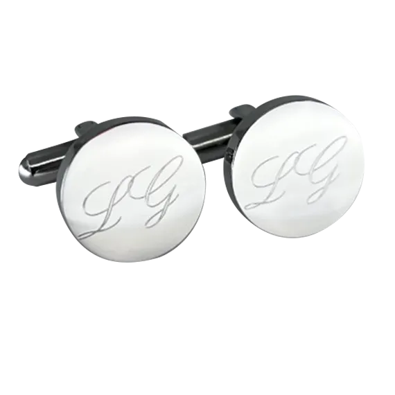 Personalised Round Engravable Silver Cufflinks