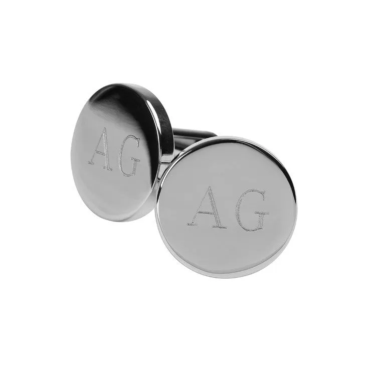 Personalised Round Engravable Silver Cufflinks
