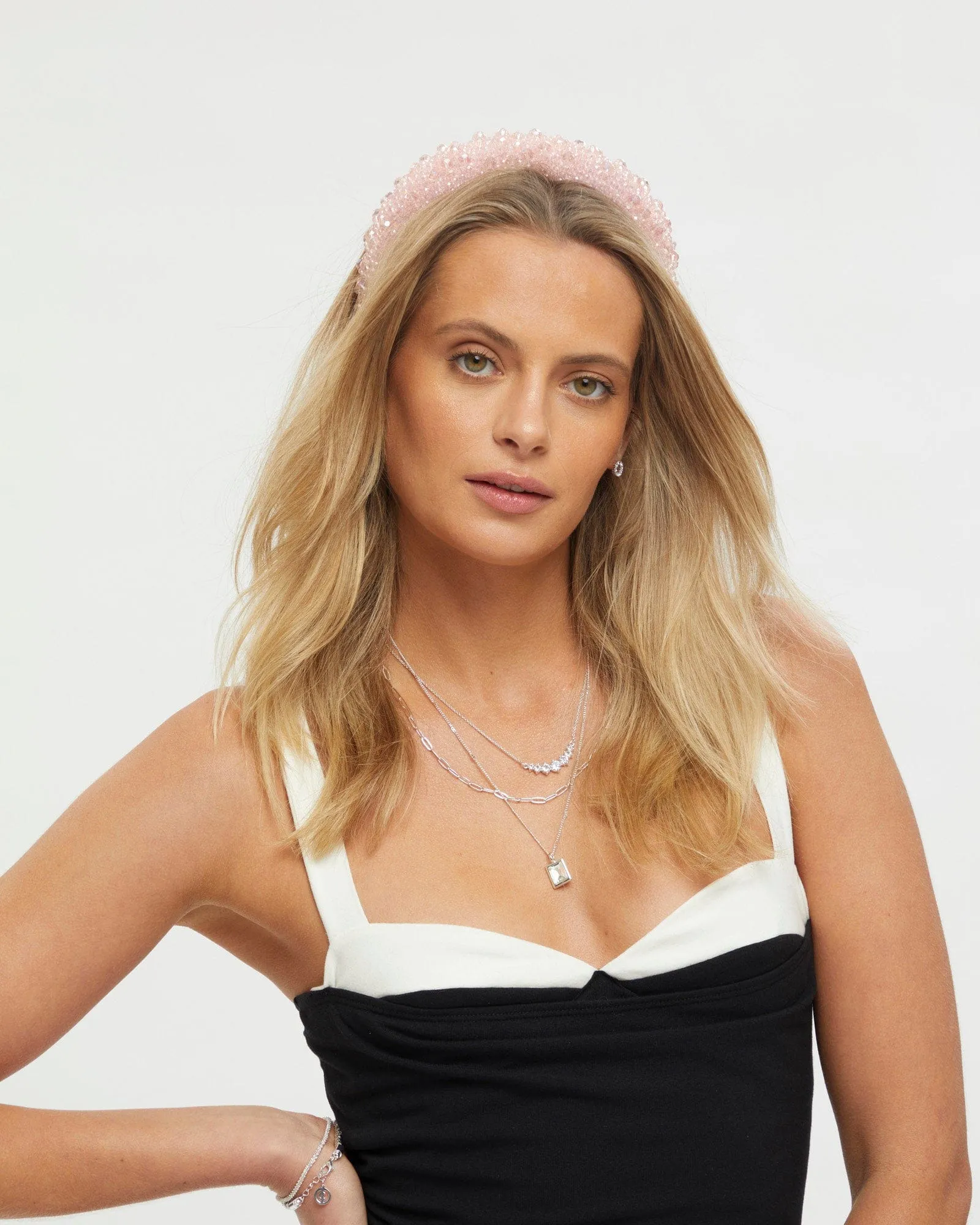 Pink Beaded Detail Headband