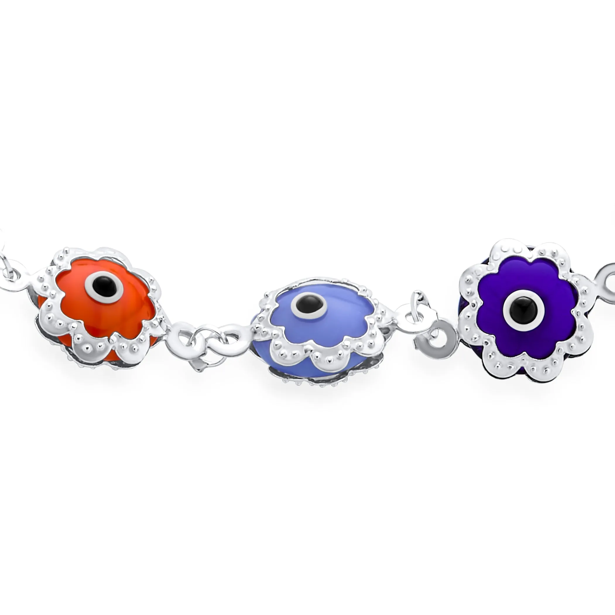 Protection Amulet Turkish Evil Eyes Anklet Ankle Bracelet Sterling Silver 9 Inch