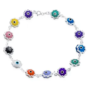 Protection Amulet Turkish Evil Eyes Anklet Ankle Bracelet Sterling Silver 9 Inch