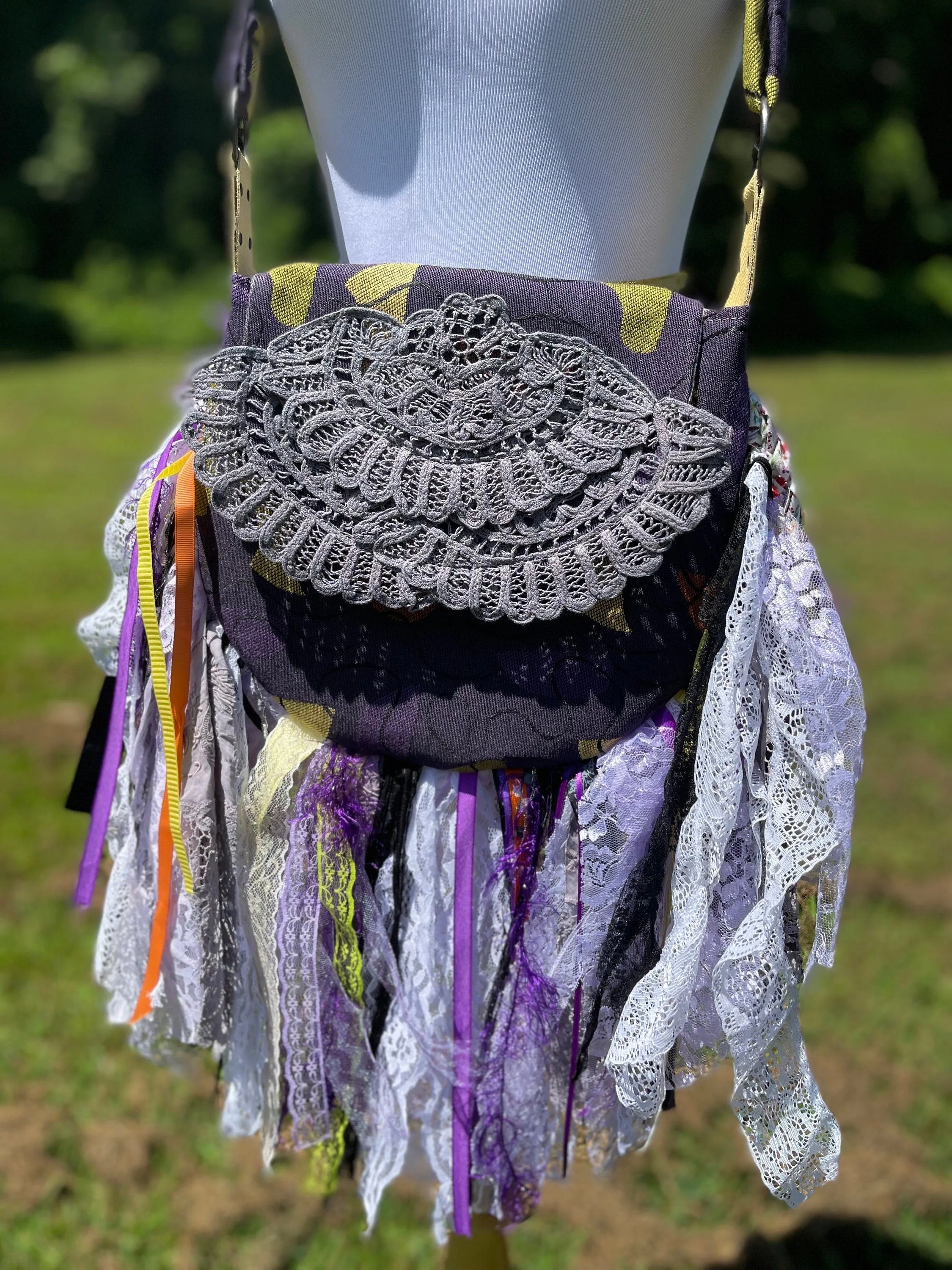 Purple Hippie Handbag - Vintage Lace Fringe Purse for Boho Chic Style