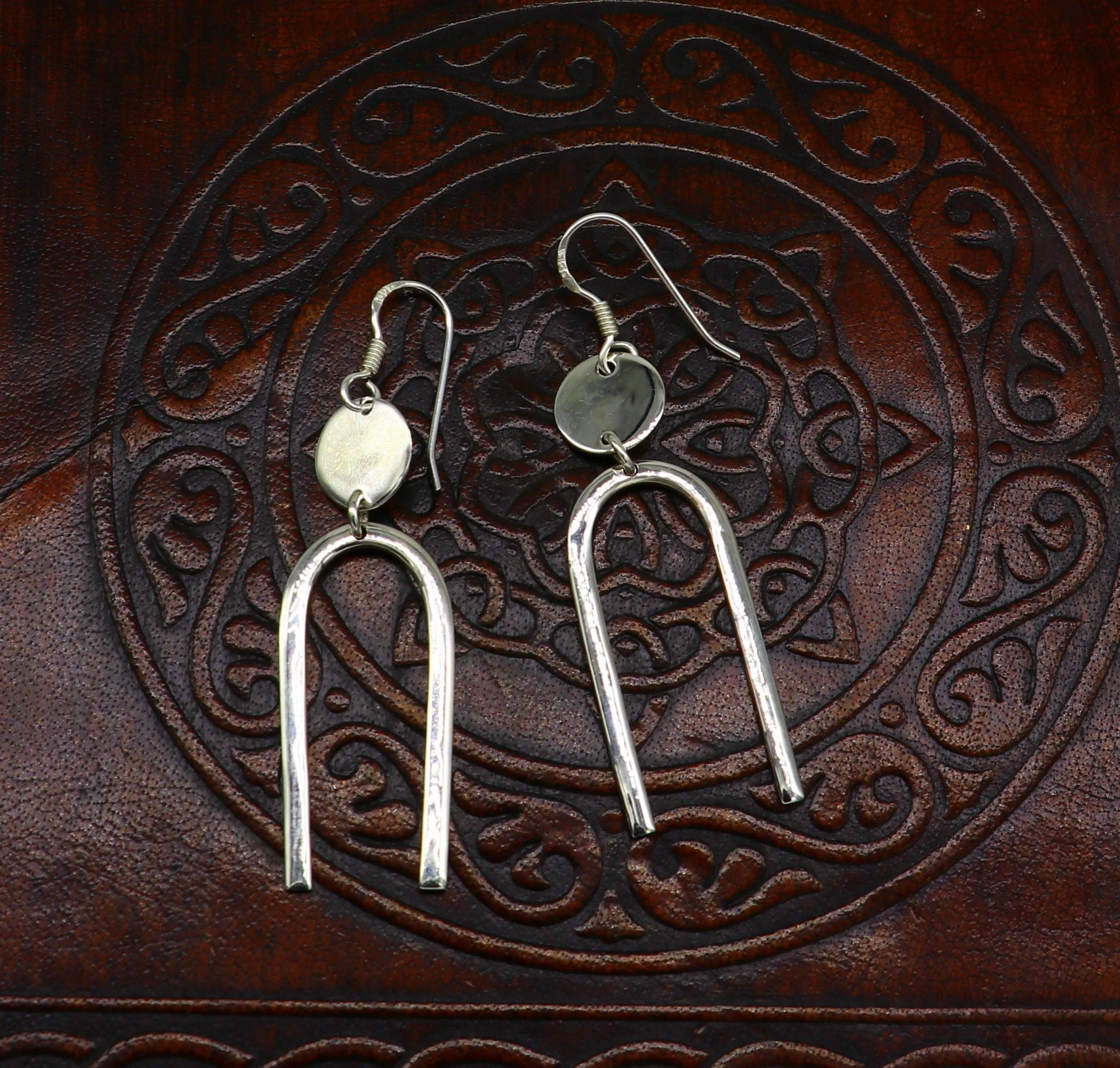 Real 925 sterling silver plain shiny drop dangle hoops earring, excellent brides collection, best gifting to her earrings from india ear645