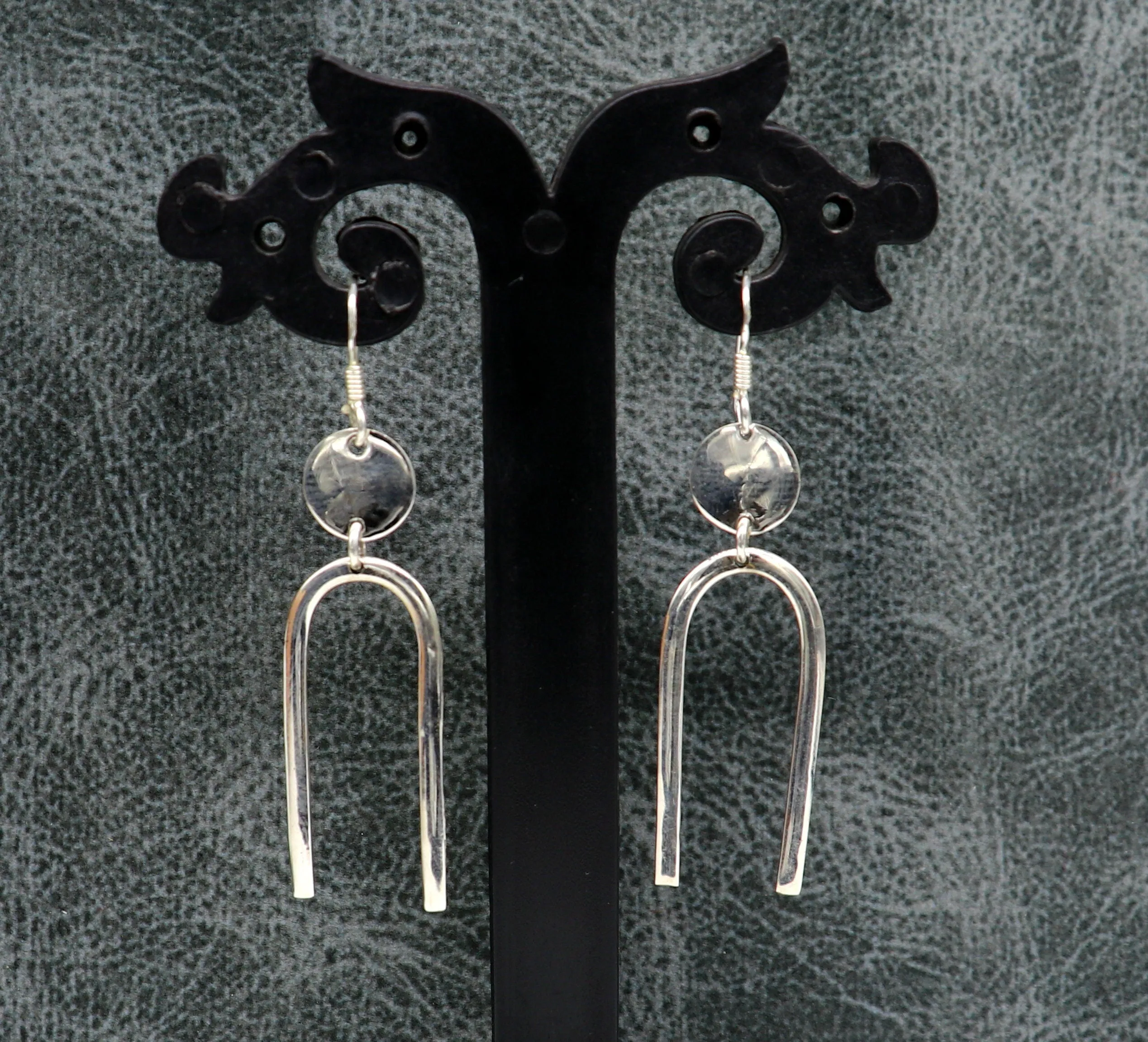 Real 925 sterling silver plain shiny drop dangle hoops earring, excellent brides collection, best gifting to her earrings from india ear645