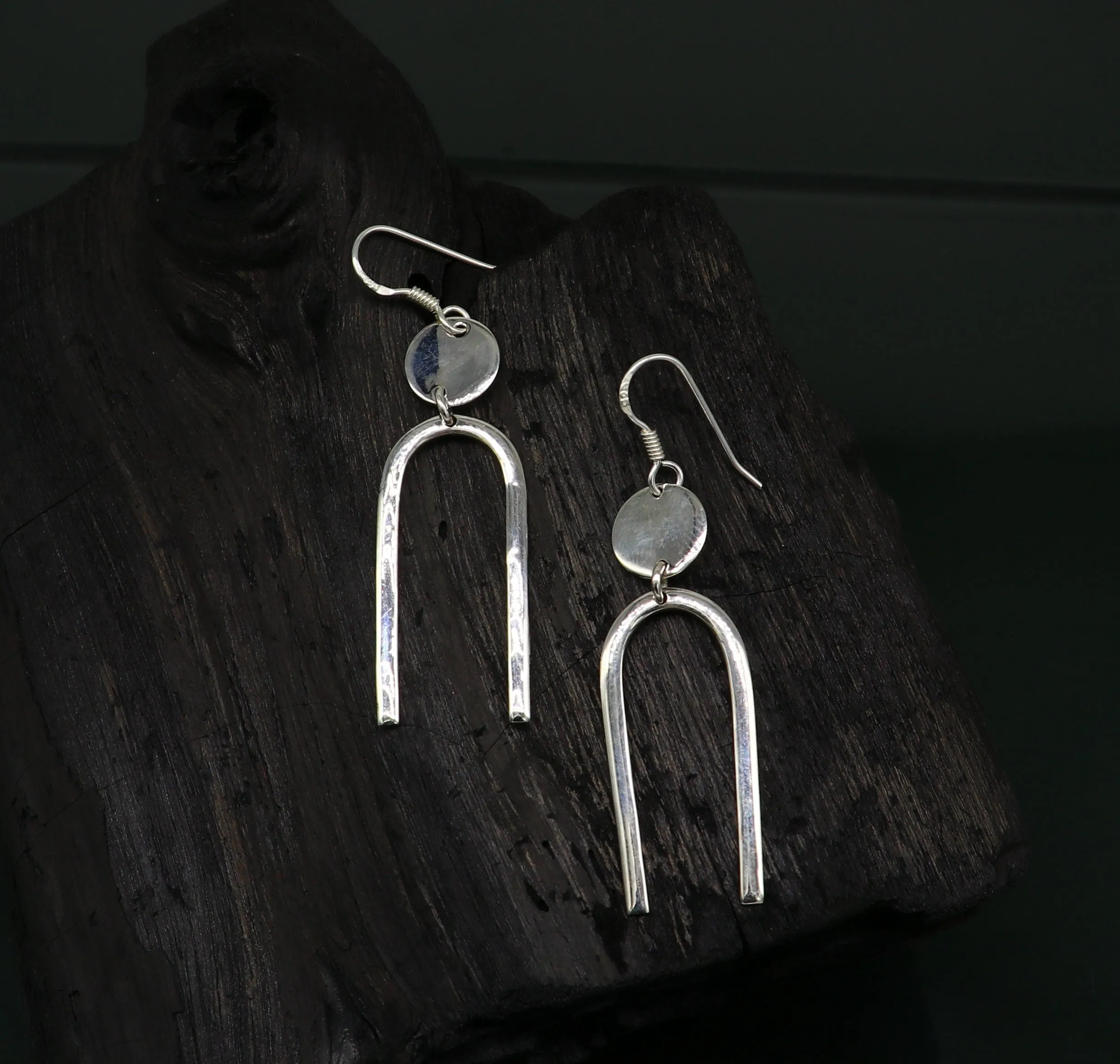 Real 925 sterling silver plain shiny drop dangle hoops earring, excellent brides collection, best gifting to her earrings from india ear645