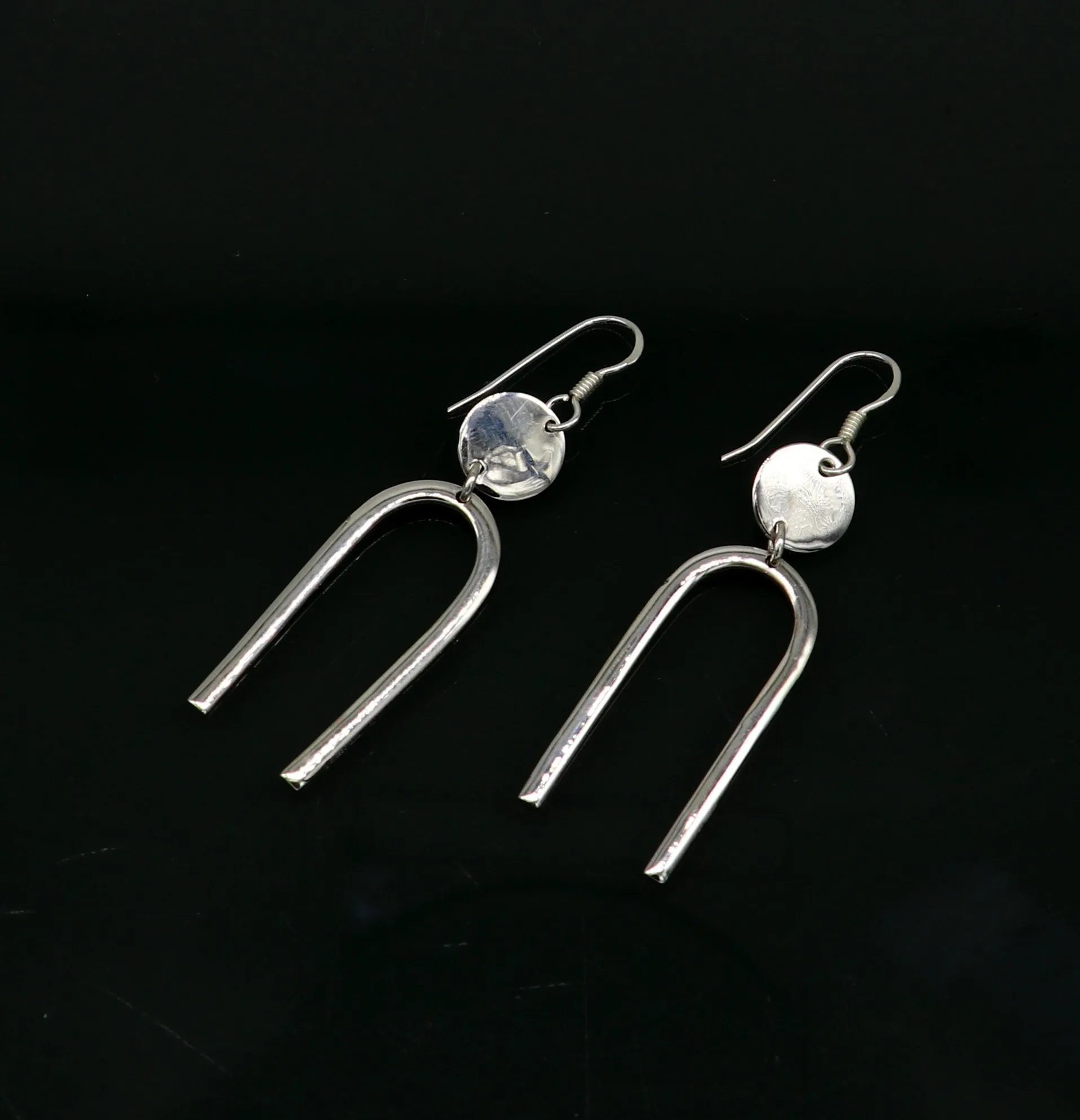 Real 925 sterling silver plain shiny drop dangle hoops earring, excellent brides collection, best gifting to her earrings from india ear645