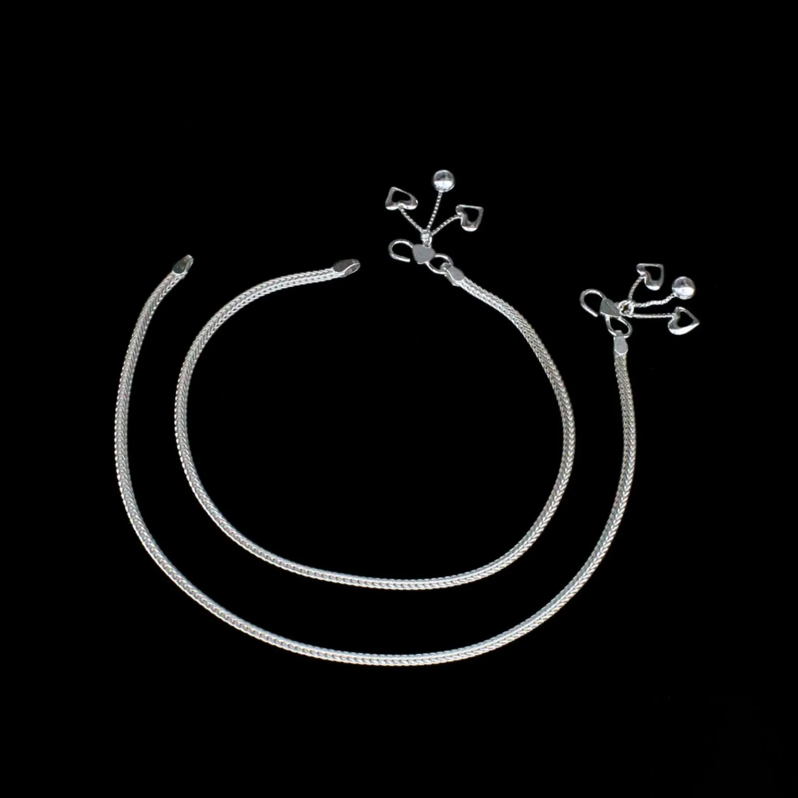 Real Silver Indian women Anklets Bracelet Pair 10.3"
