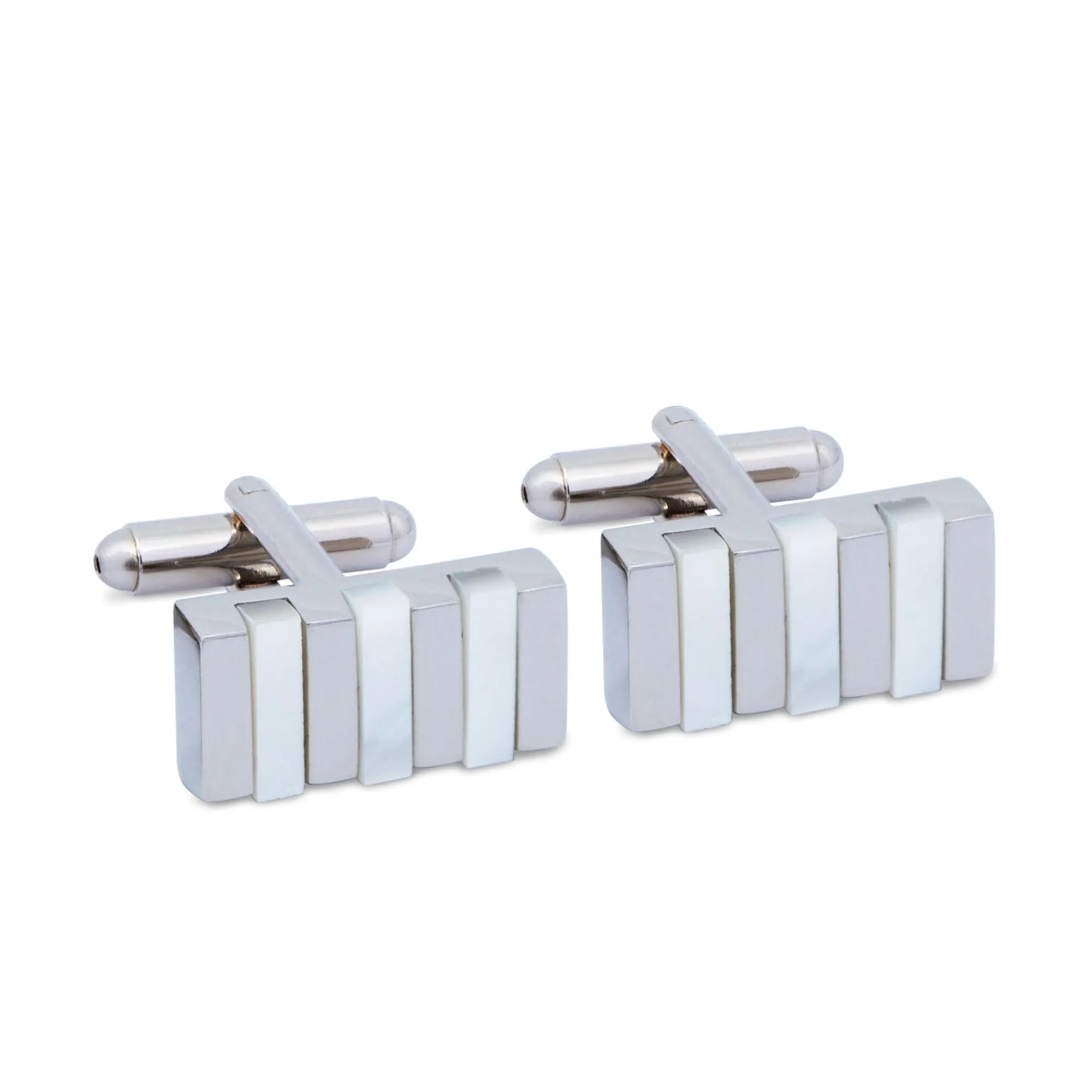 Rectangle Cufflinks with Mother of Pearl Strips (Online Exclusive)