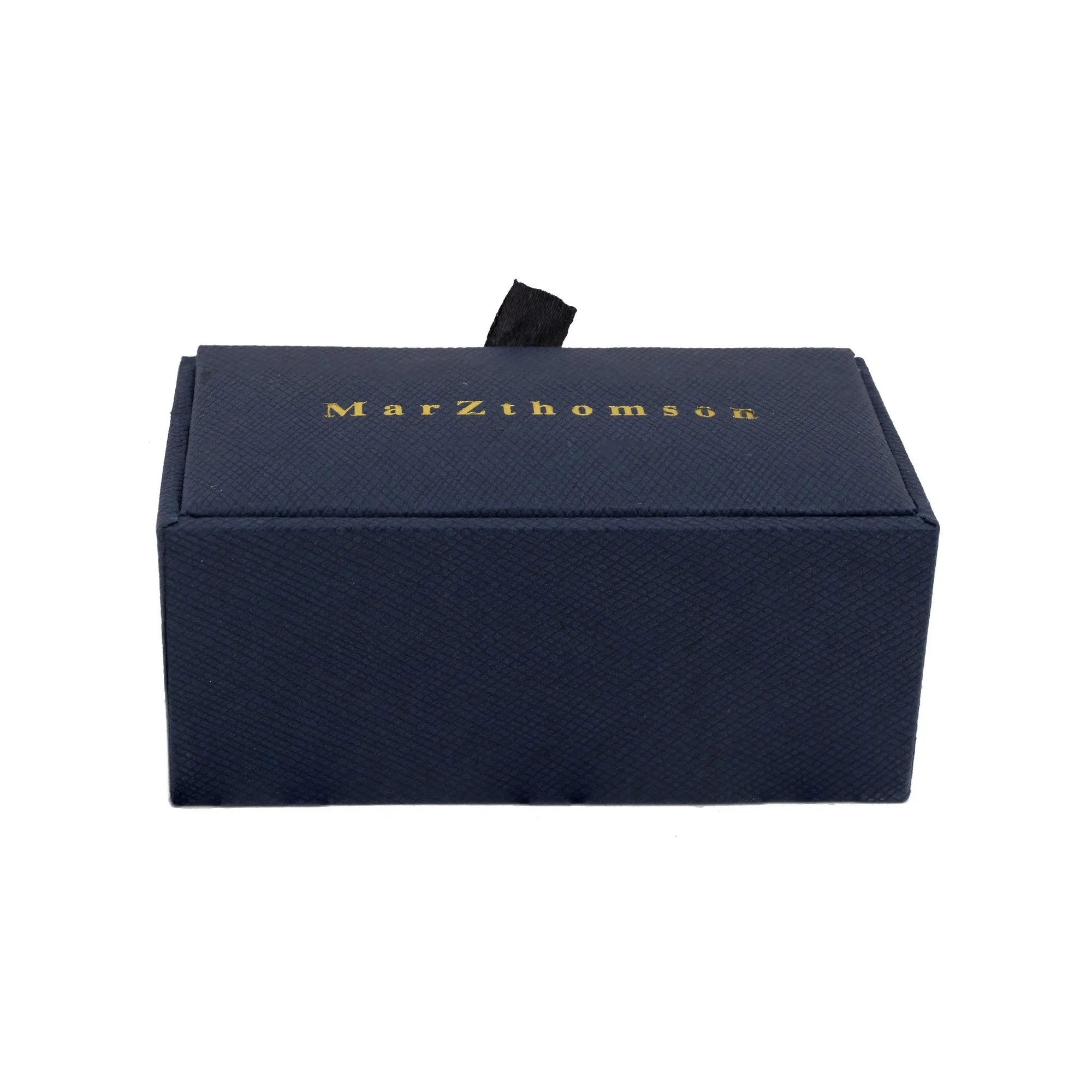 Rectangle Silver Cufflinks with Smooth Edge and Black Enamel Interlining (Online Exclusive)