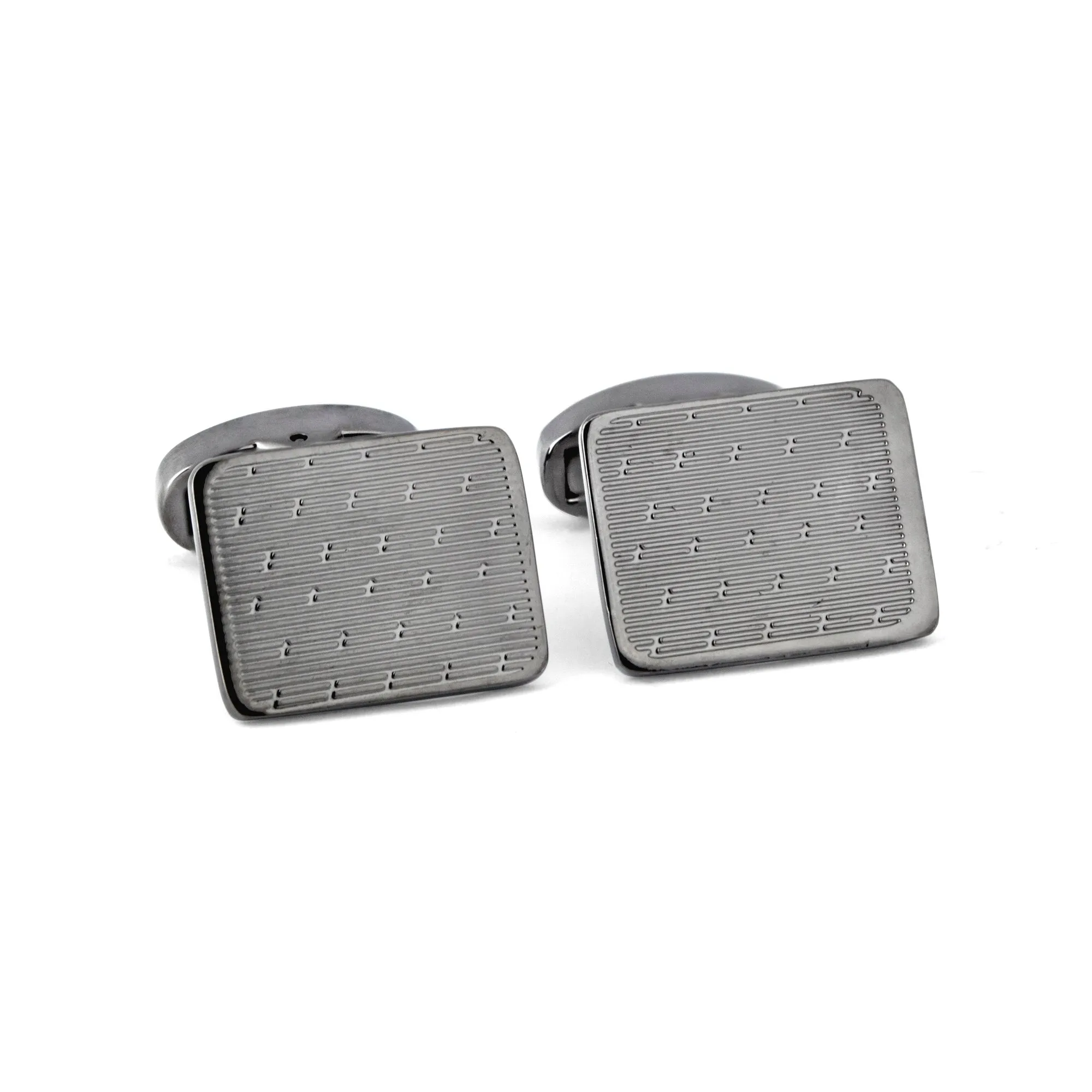 Rectangle Slim Cufflinks with Pin-stripe and Small Details (Online Exclusive)