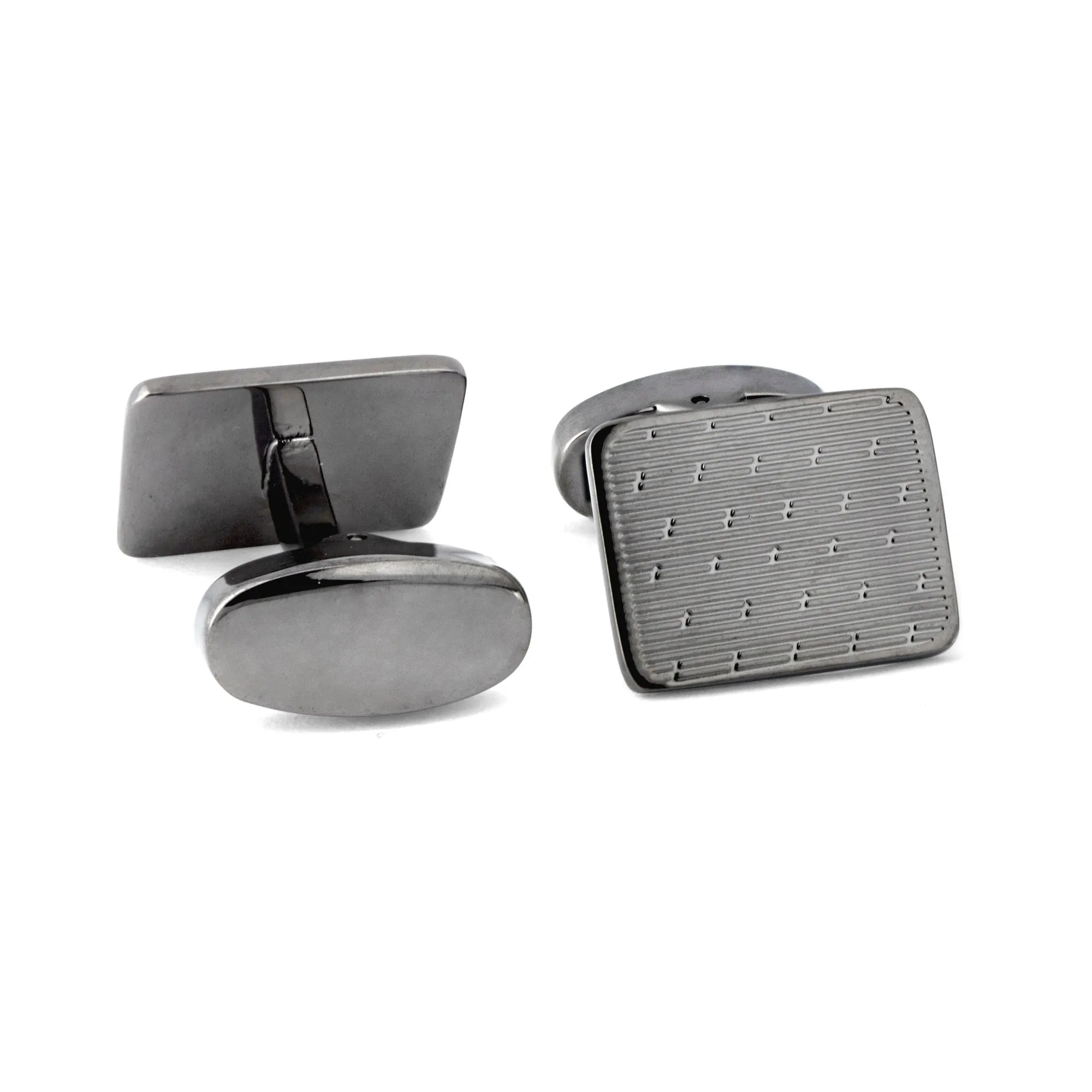 Rectangle Slim Cufflinks with Pin-stripe and Small Details (Online Exclusive)