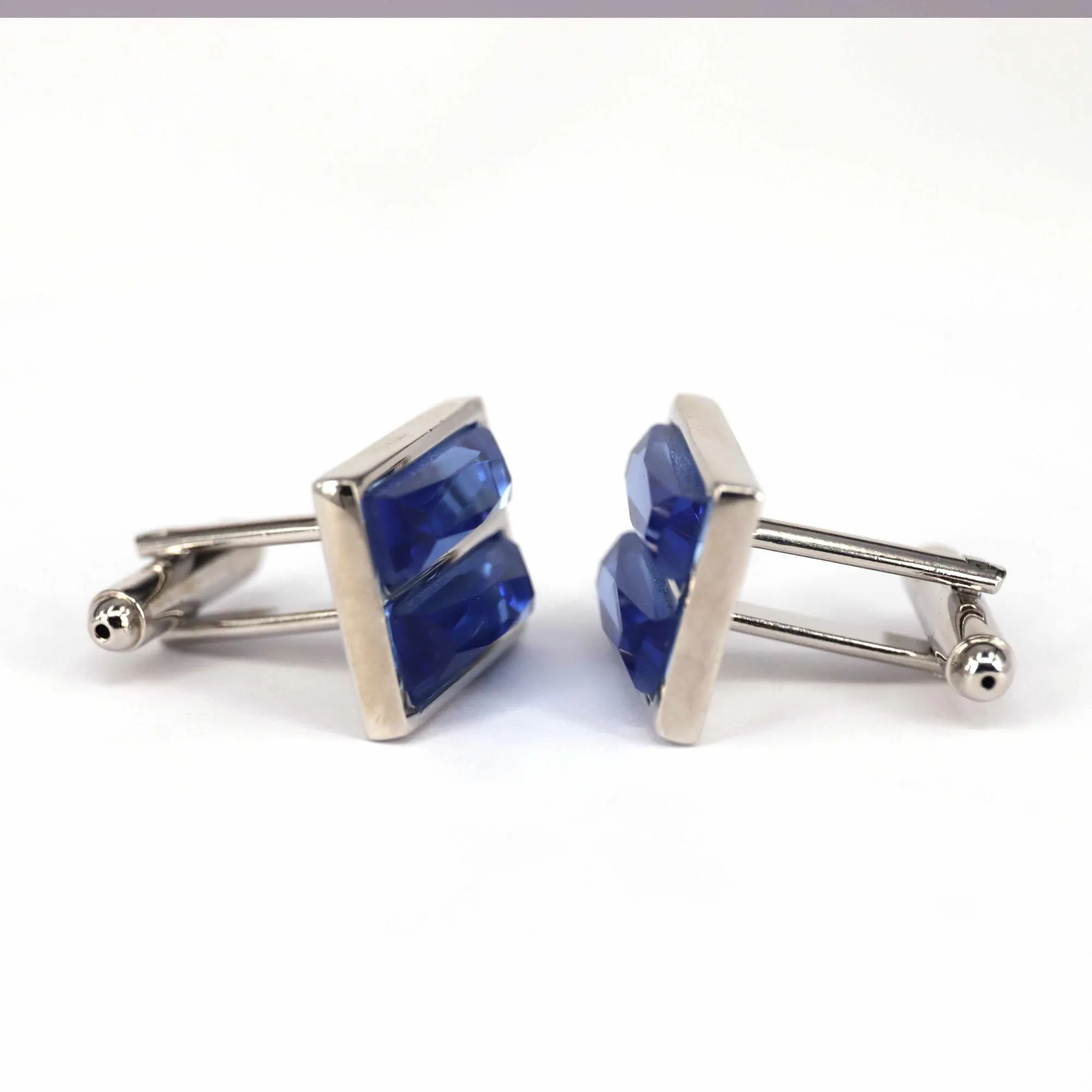 Rectangular Blue Fiber Glass Cufflinks (Online Exclusive)