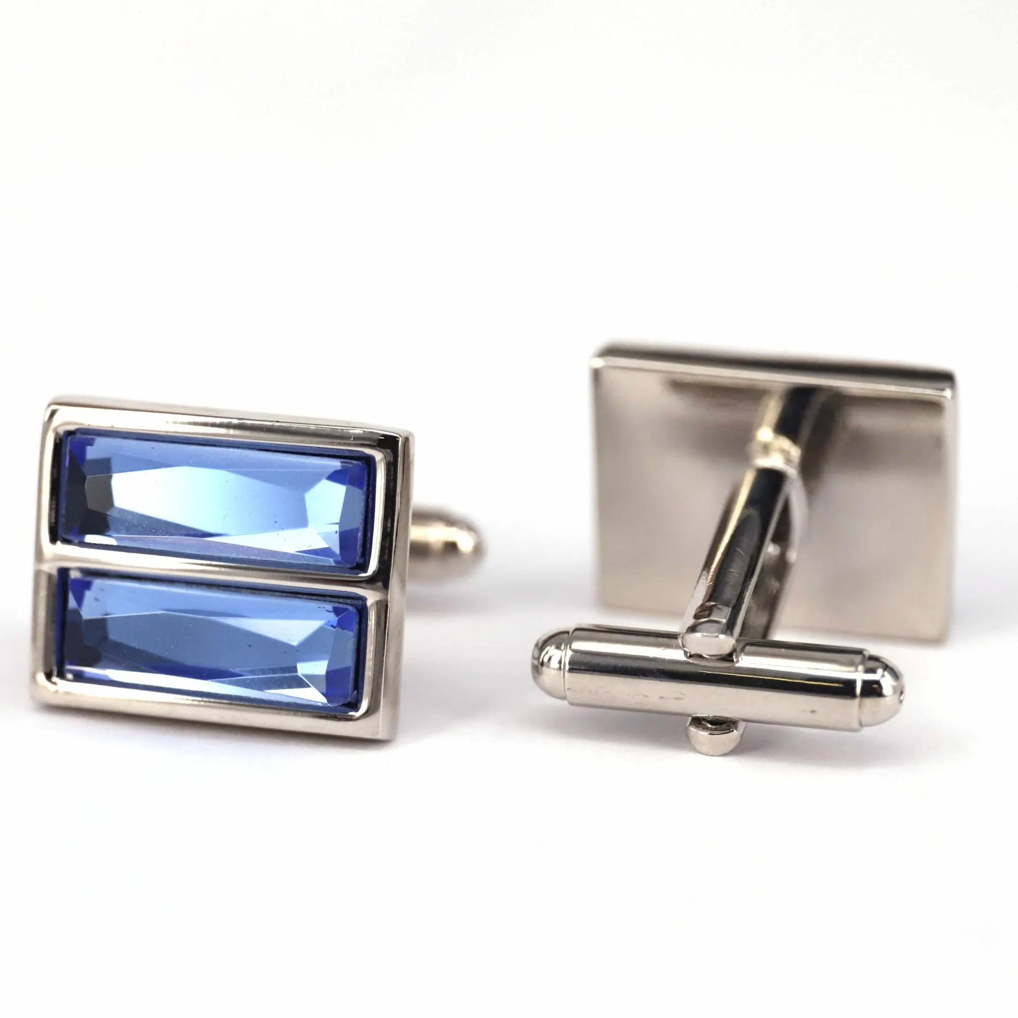 Rectangular Blue Fiber Glass Cufflinks (Online Exclusive)