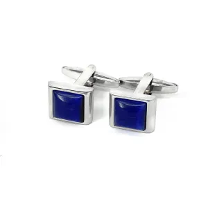 Rectangular Blue Fiber Glass Small Size Cufflinks (Online Exclusive)
