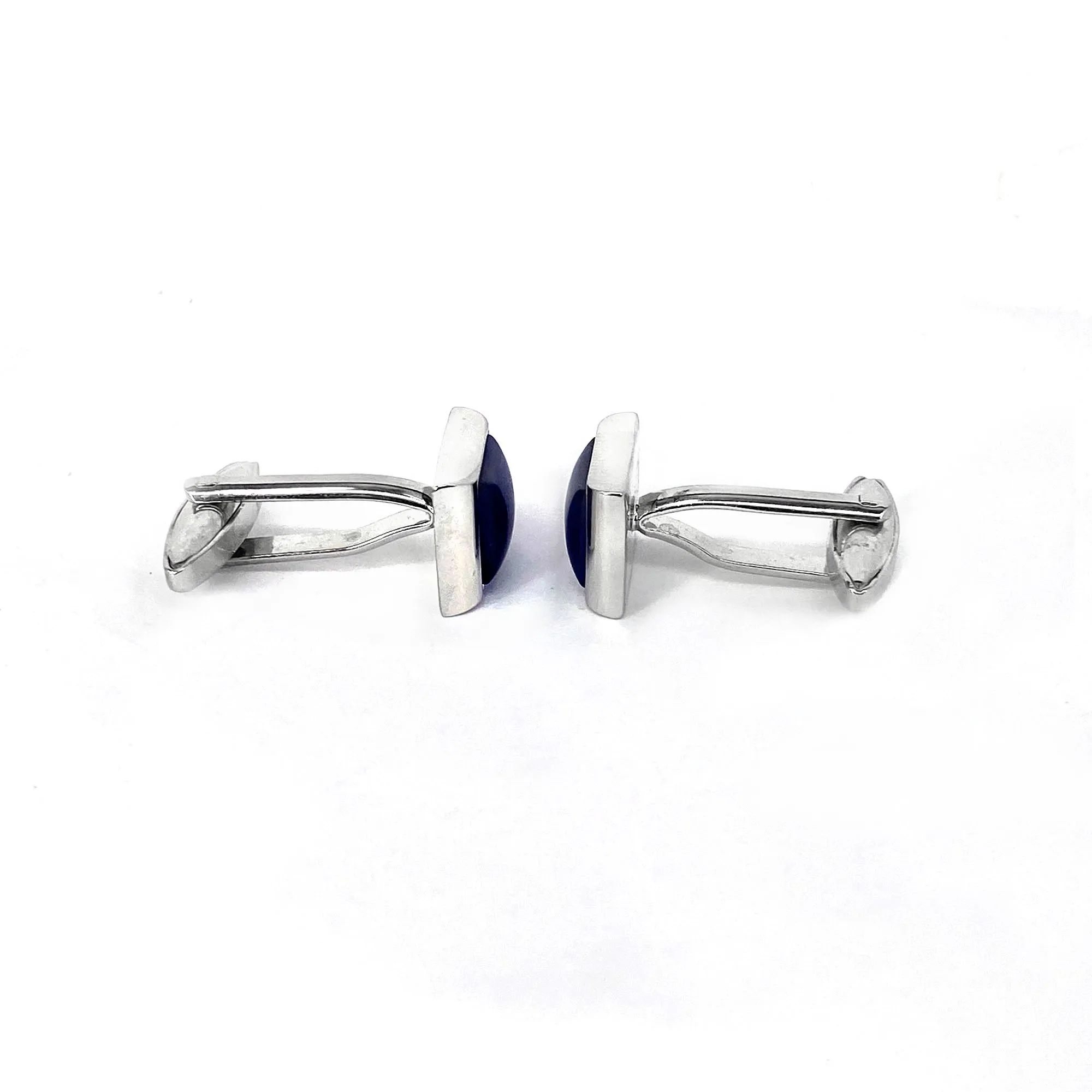 Rectangular Blue Fiber Glass Small Size Cufflinks (Online Exclusive)