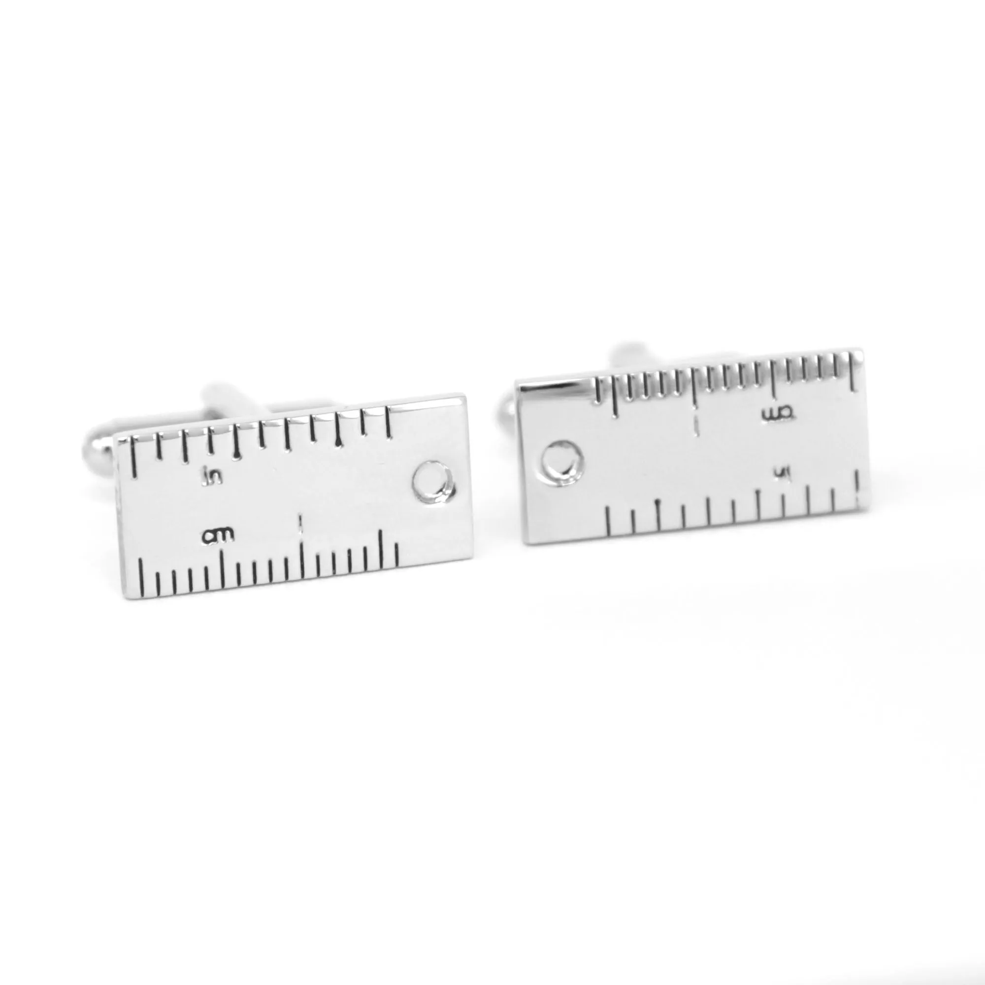 Rectangular Ruler Cufflinks in silver (Online Exclusive)