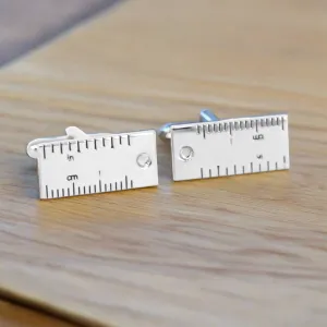 Rectangular Ruler Cufflinks in silver (Online Exclusive)