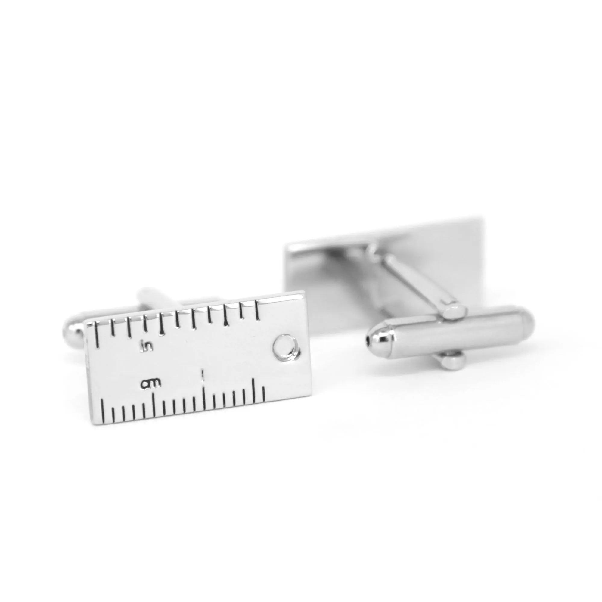Rectangular Ruler Cufflinks in silver (Online Exclusive)