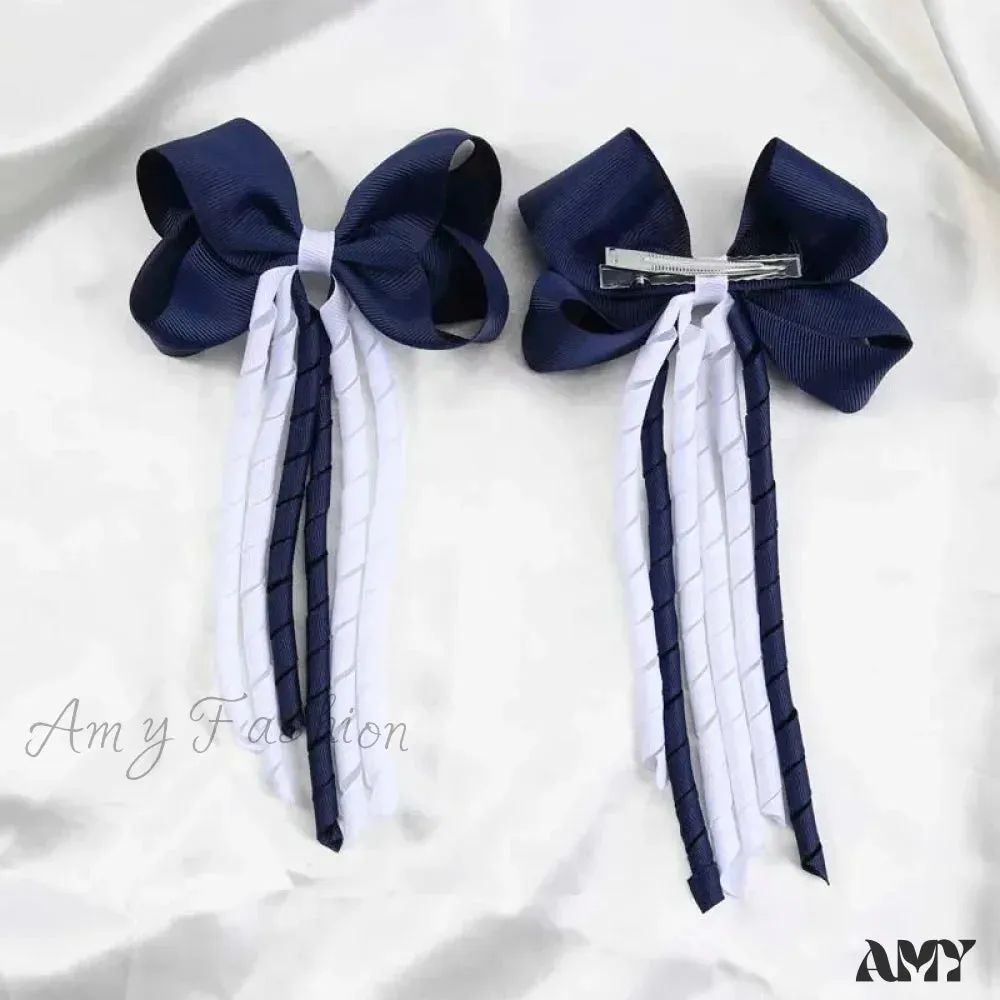 Red Christmas Hair Accessory with Long Tassel Solid Ribbon