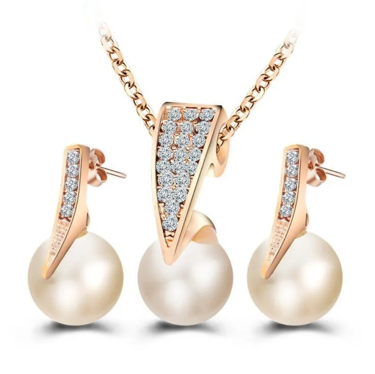 Rhinestone Zircon Imitation Pearl Jewelry Set