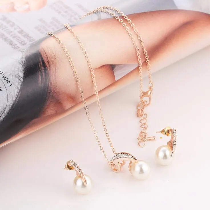 Rhinestone Zircon Imitation Pearl Jewelry Set