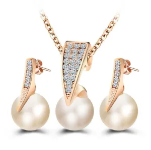 Rhinestone Zircon Imitation Pearl Jewelry Set