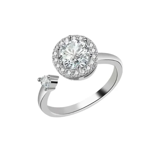Rotating Rose Flower Opening Ring