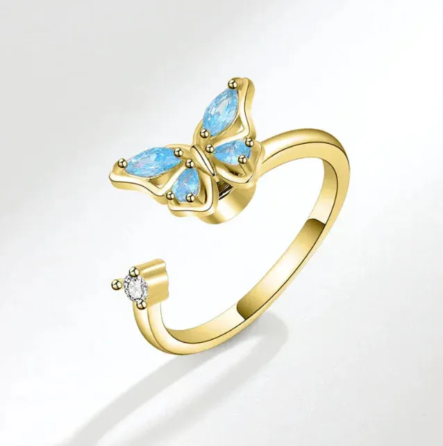 Rotating Rose Flower Opening Ring