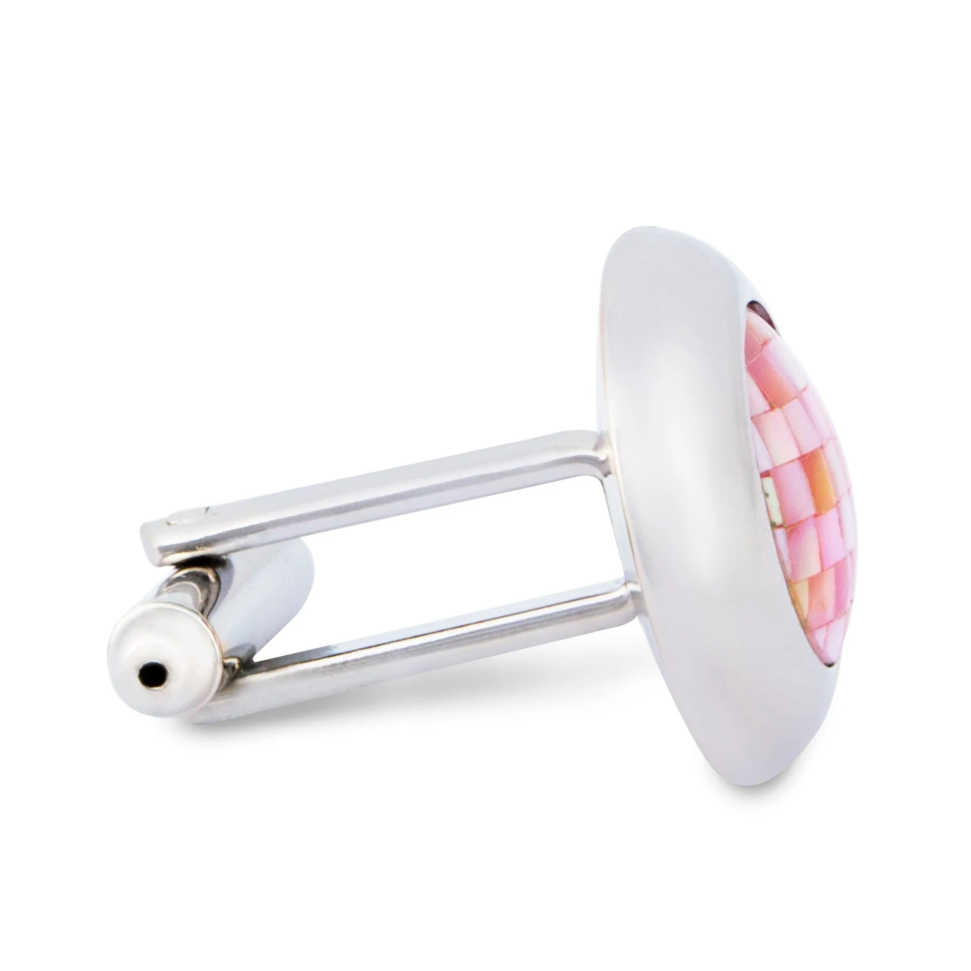 Round Pink Mother of Pearl Tiles Cufflinks (Online Exclusive)