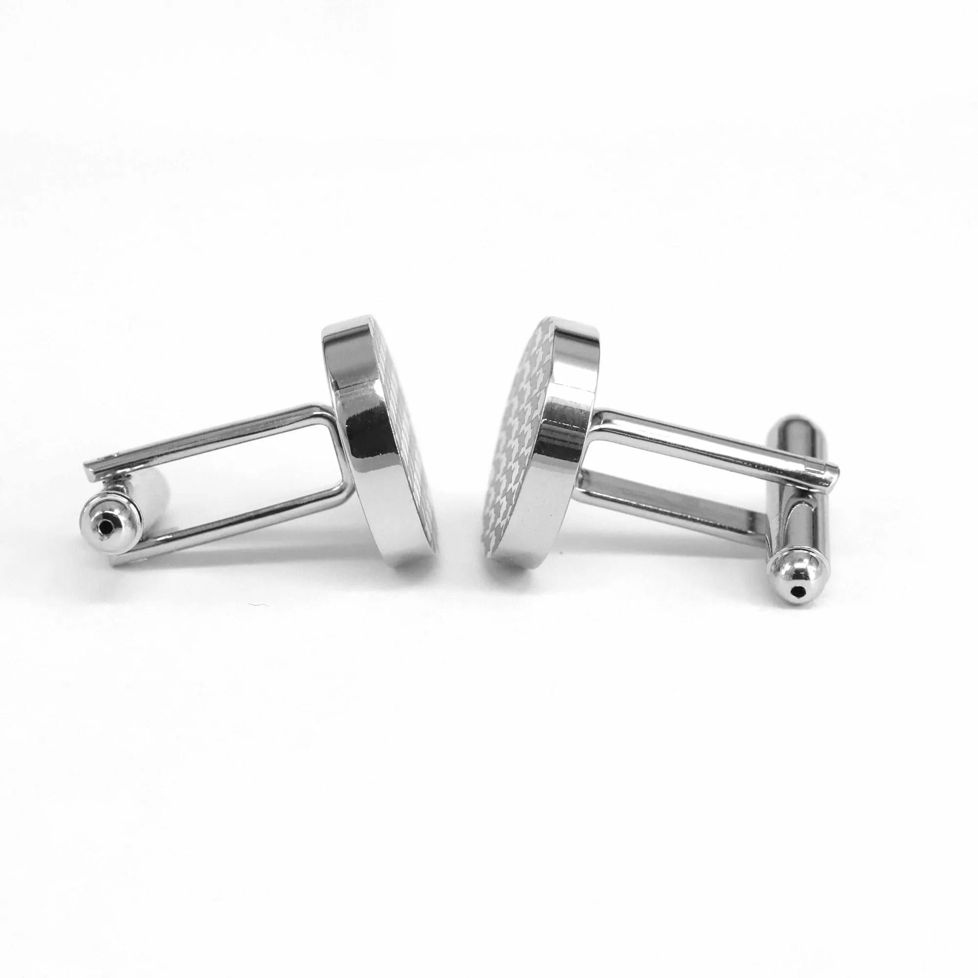 Round Silver Laser Cufflinks (Online Exclusive)