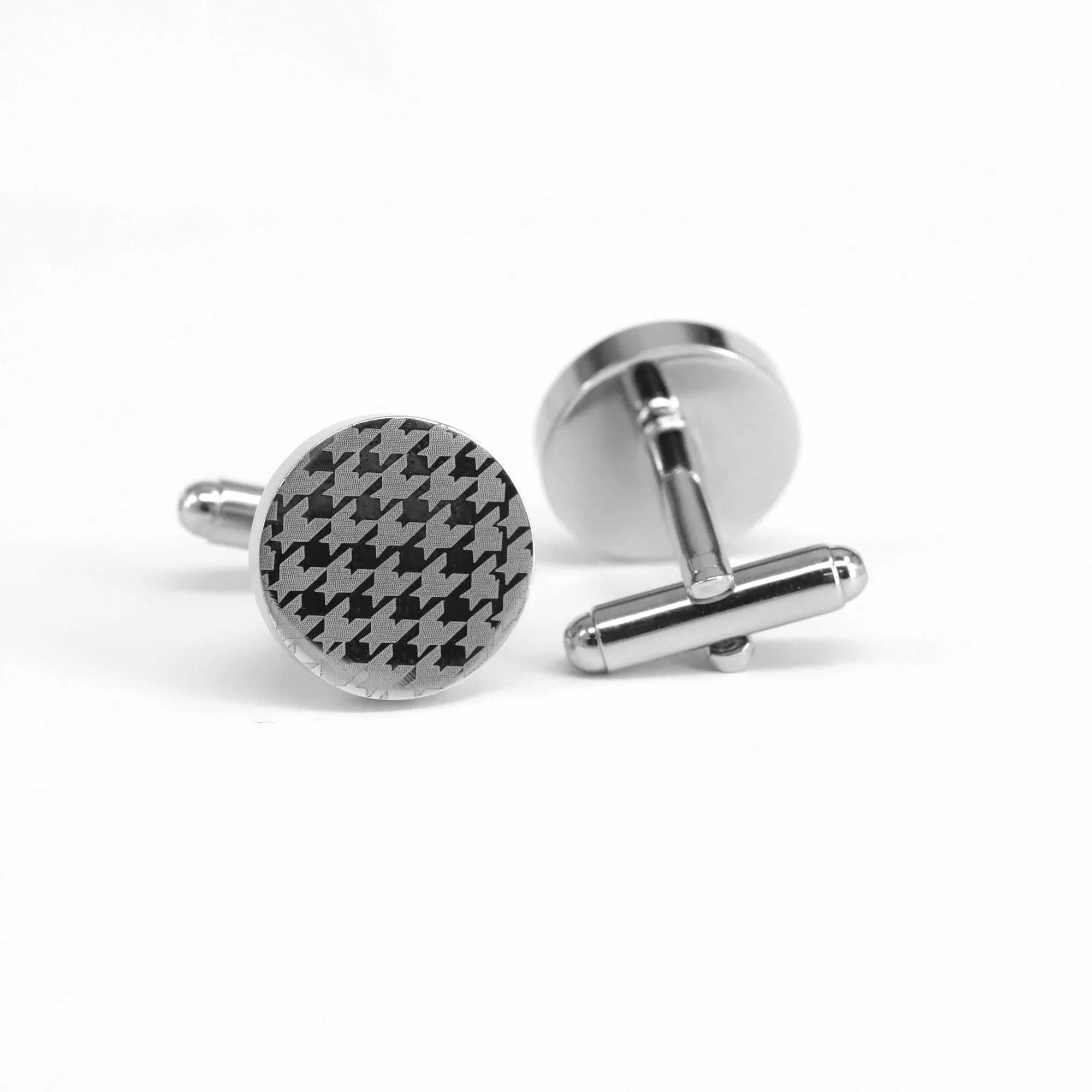 Round Silver Laser Cufflinks (Online Exclusive)