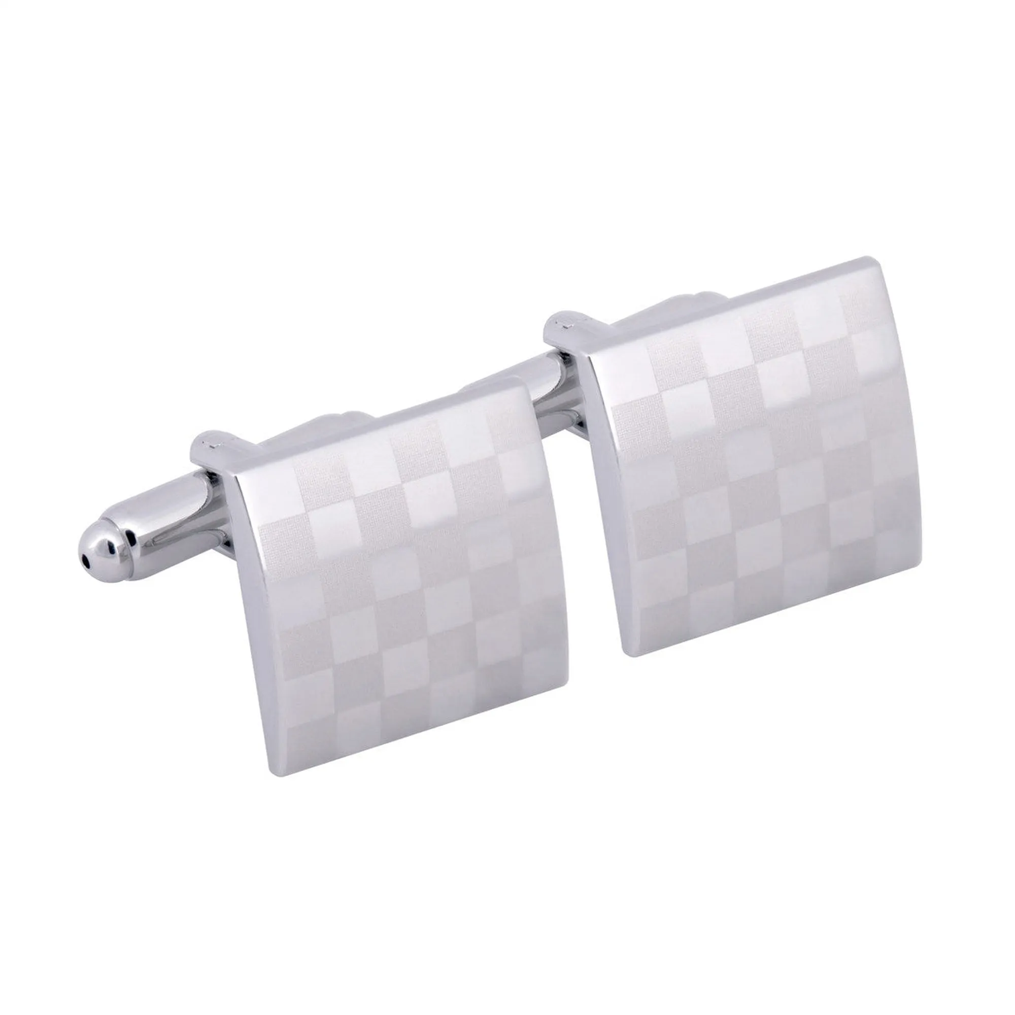 Silver Checkered Cufflinks