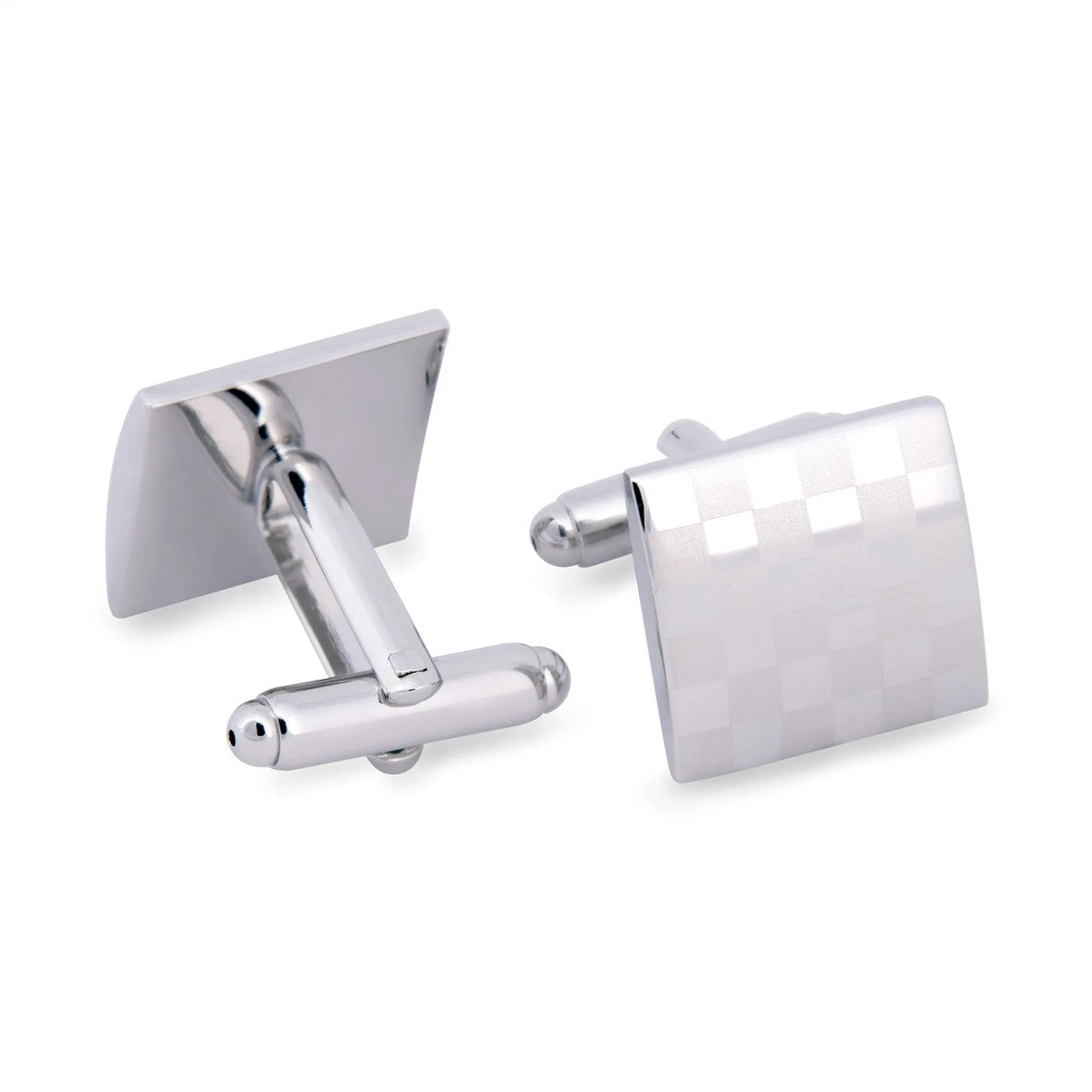 Silver Checkered Cufflinks