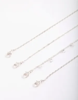 Silver Cubic Zirconia Anklet Bracelet Pack
