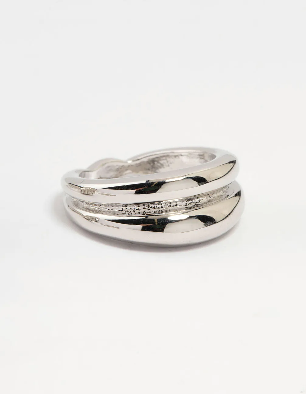 Silver Diamante Pavé & Knotted Stacking Rings 3-Pack