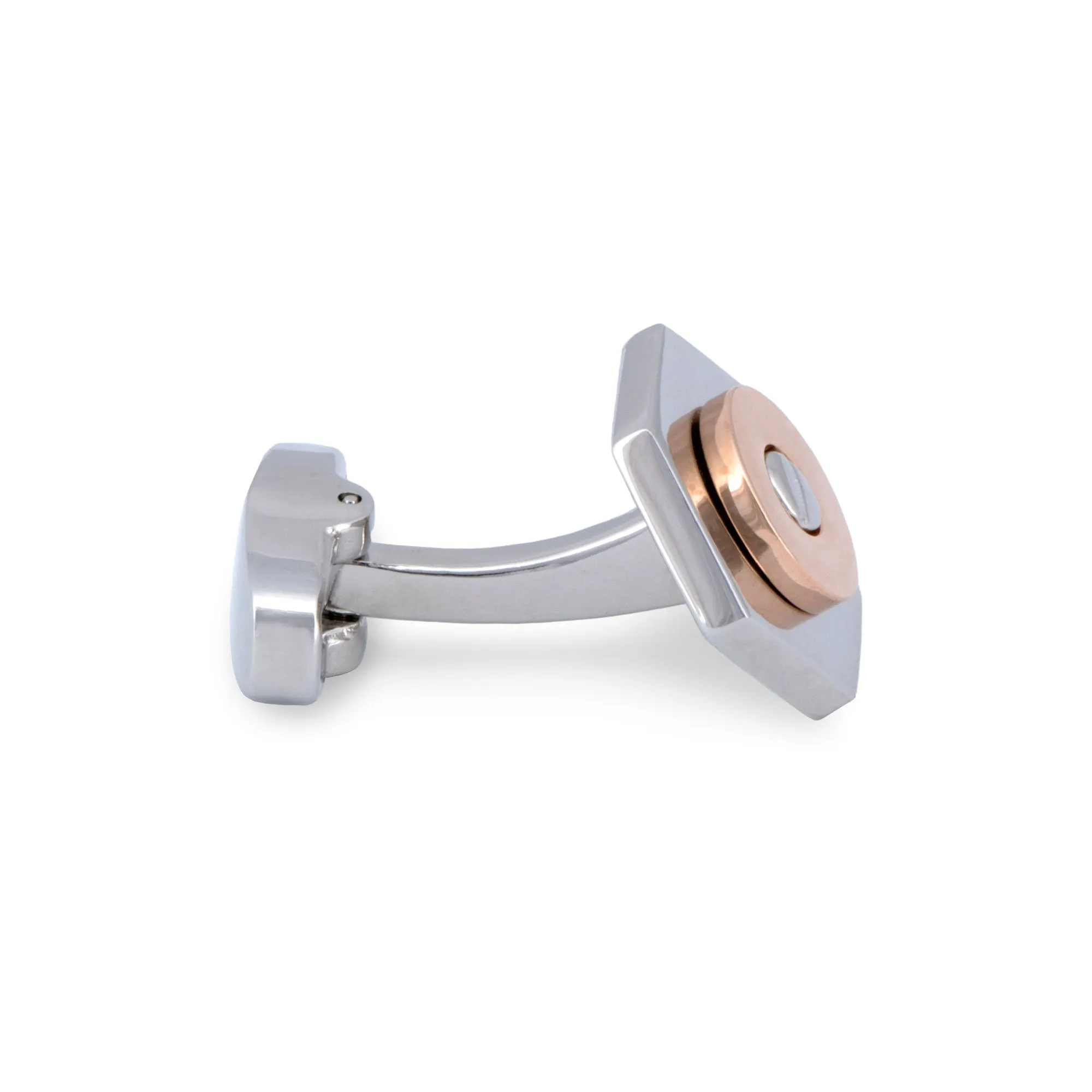 Silver Hexagon with Rose Gold Screw Top Centrepiece Cufflinks