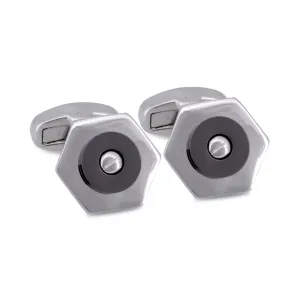 Silver Hexagon with Screw Top Centrepiece Cufflinks