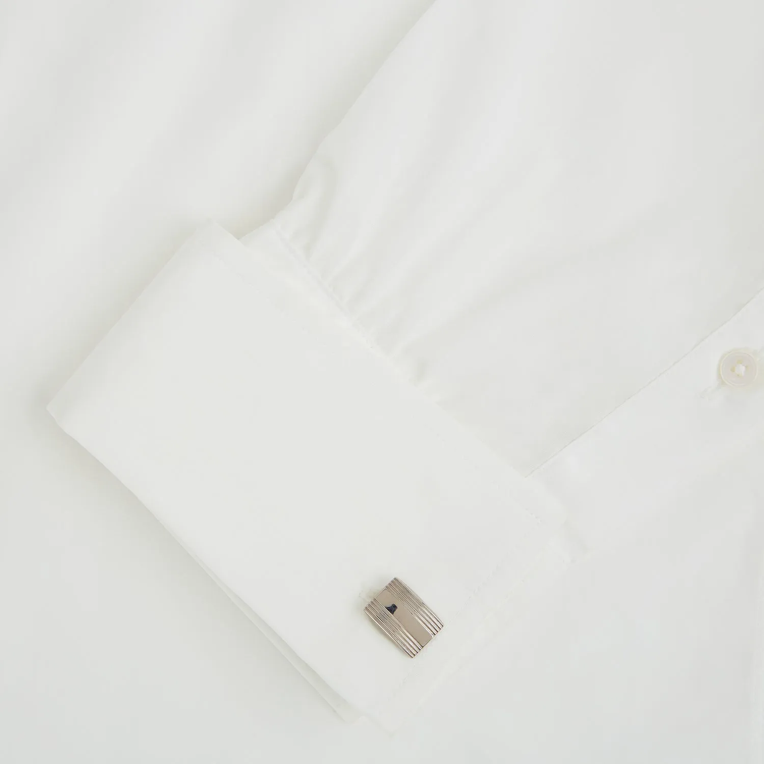 Silver Striped Rectangular Cufflinks