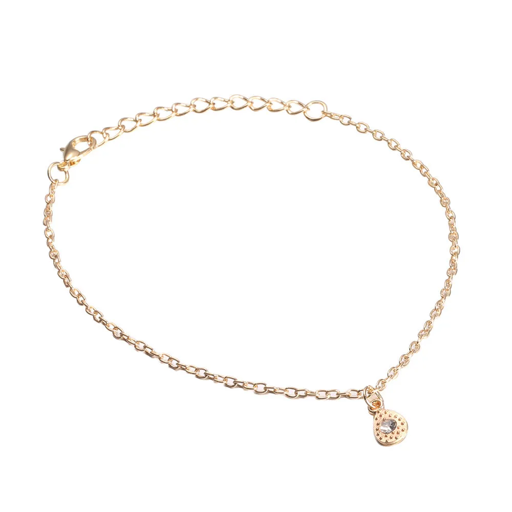 Single Layer Water Drop Diamond Anklet