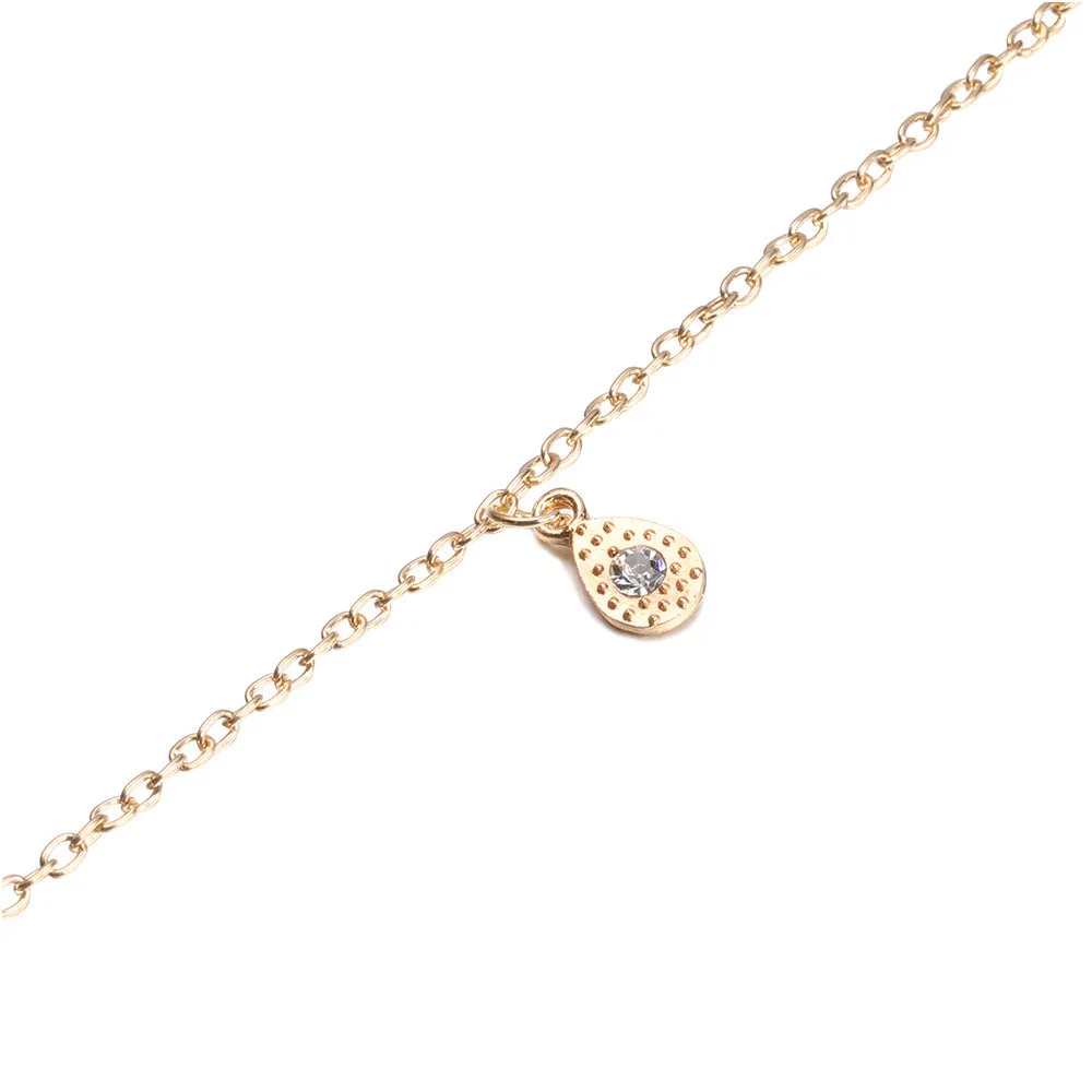 Single Layer Water Drop Diamond Anklet