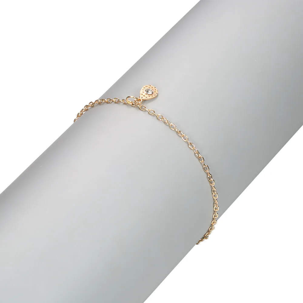 Single Layer Water Drop Diamond Anklet