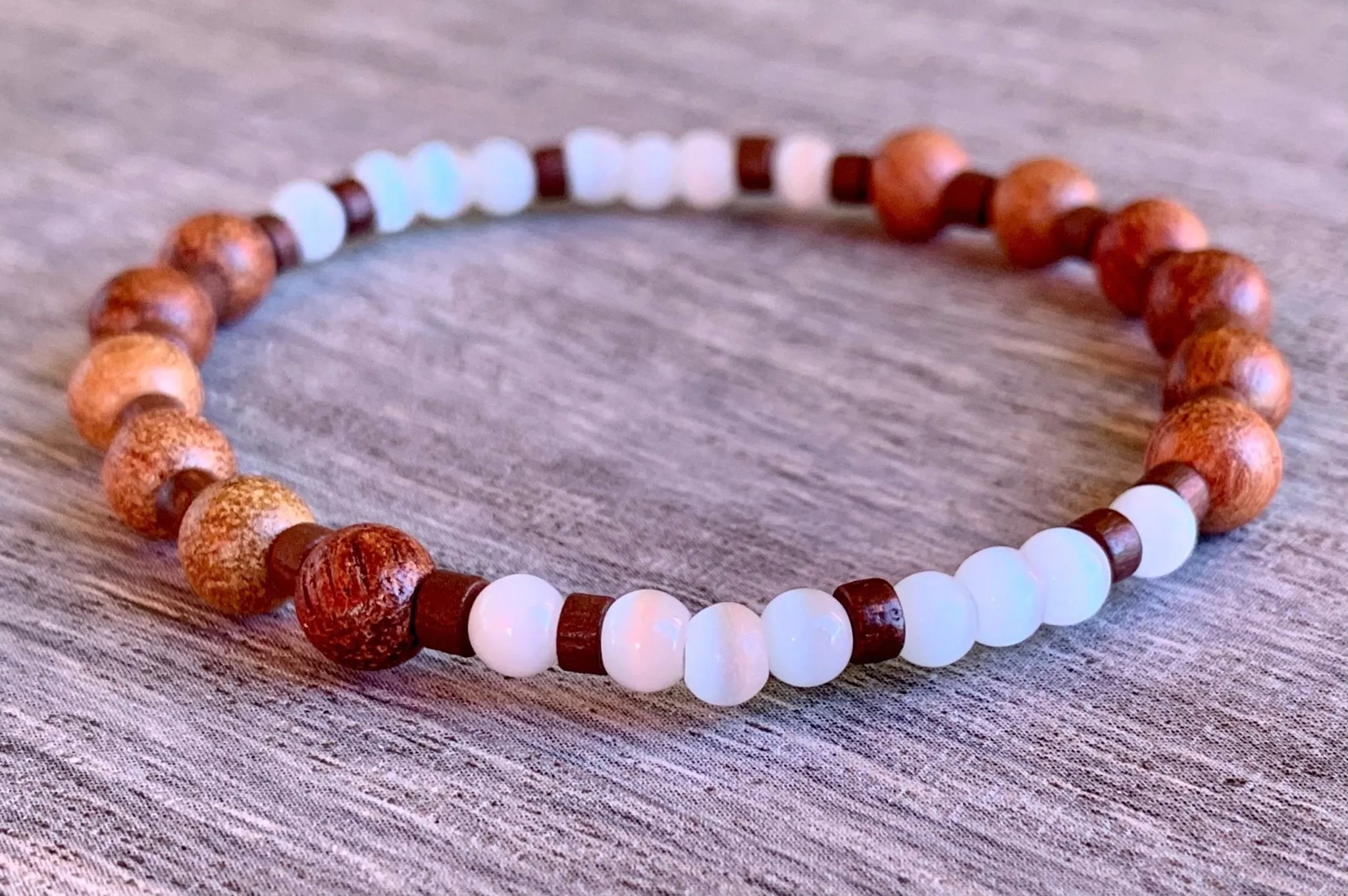 🔴SOLD🔴Jordan Handmade Cats Eye and Wood Expandable Bracelet
