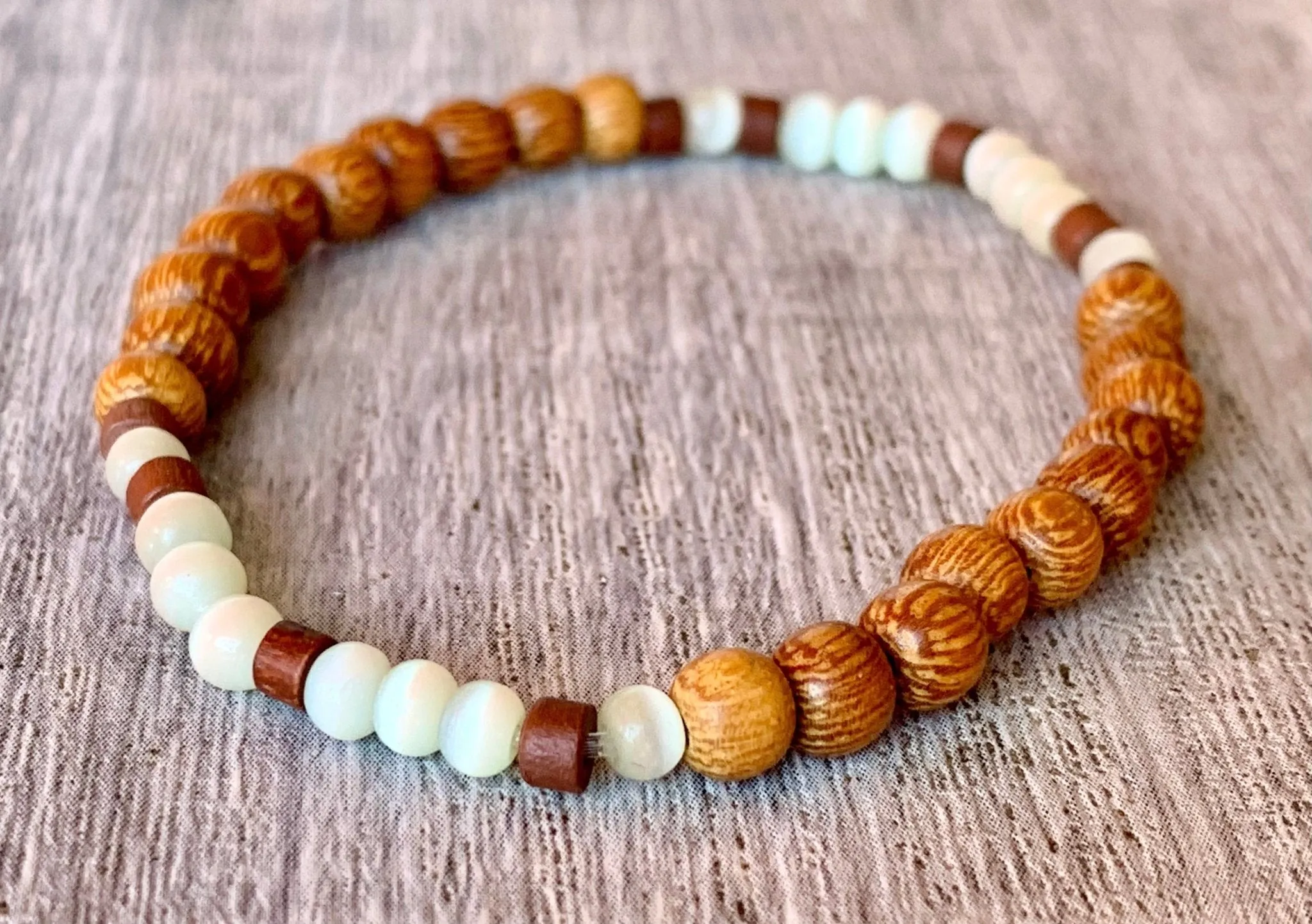 🔴SOLD🔴Jordan Handmade Cats Eye and Wood Expandable Bracelet