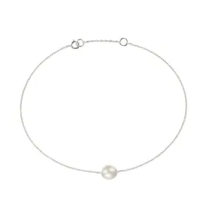Solid White Gold Large Pearl Anklet