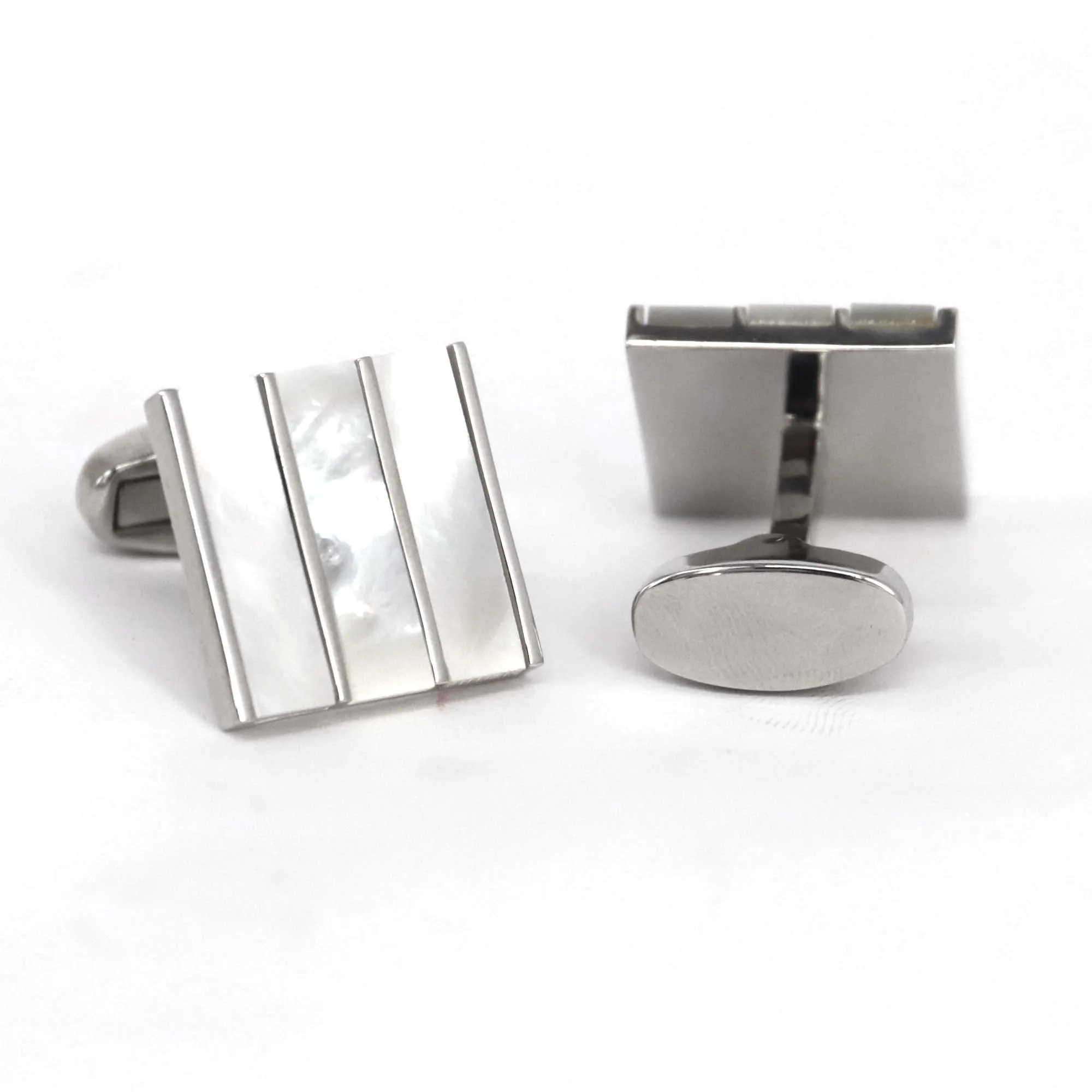Square MOP Cufflinks vertical Stripe