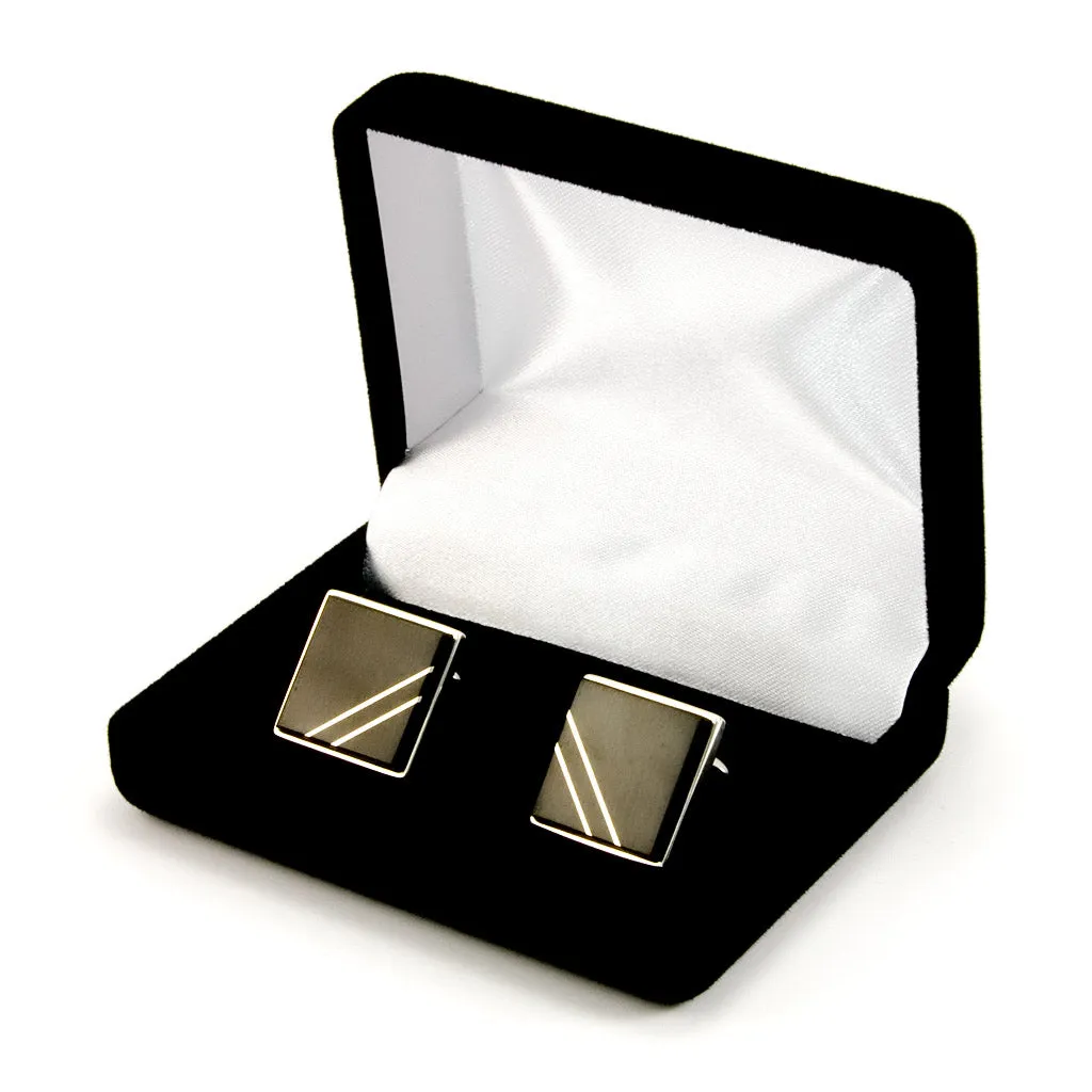 Sterling Silver Ebony Cufflinks With Sterling Silver Inlay