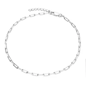 Sterling Silver Paperclip Anklet