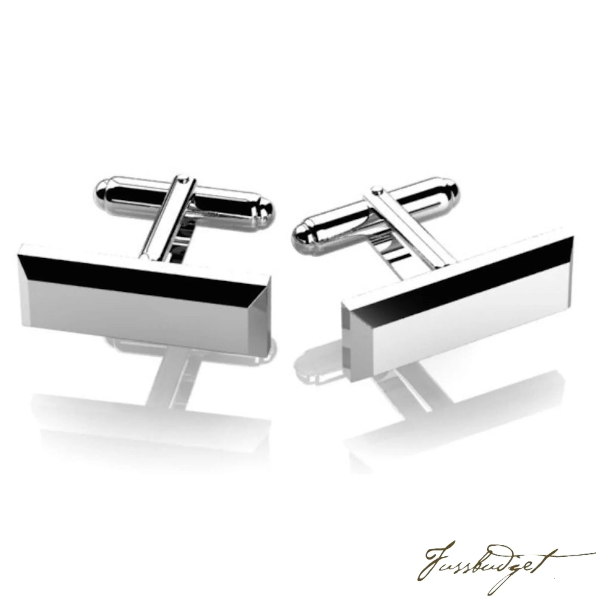 Sterling Silver Rectangle Edged Cufflink