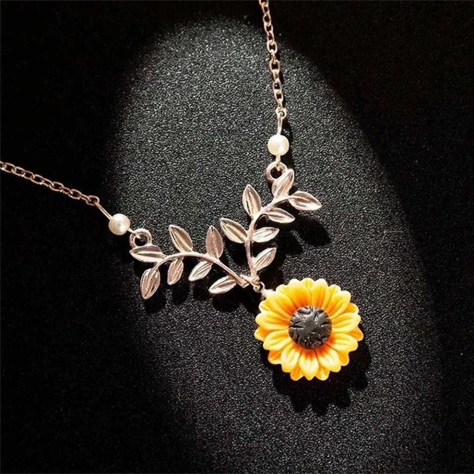 Sunflower Pearl Golden Necklaces
